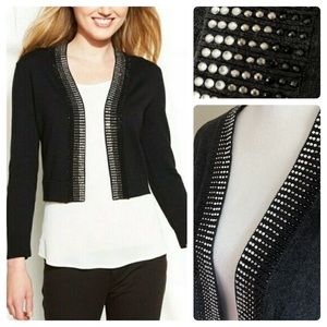 CALVIN KLEIN Cropped Cardigan Bolero with Rhinestone Trim